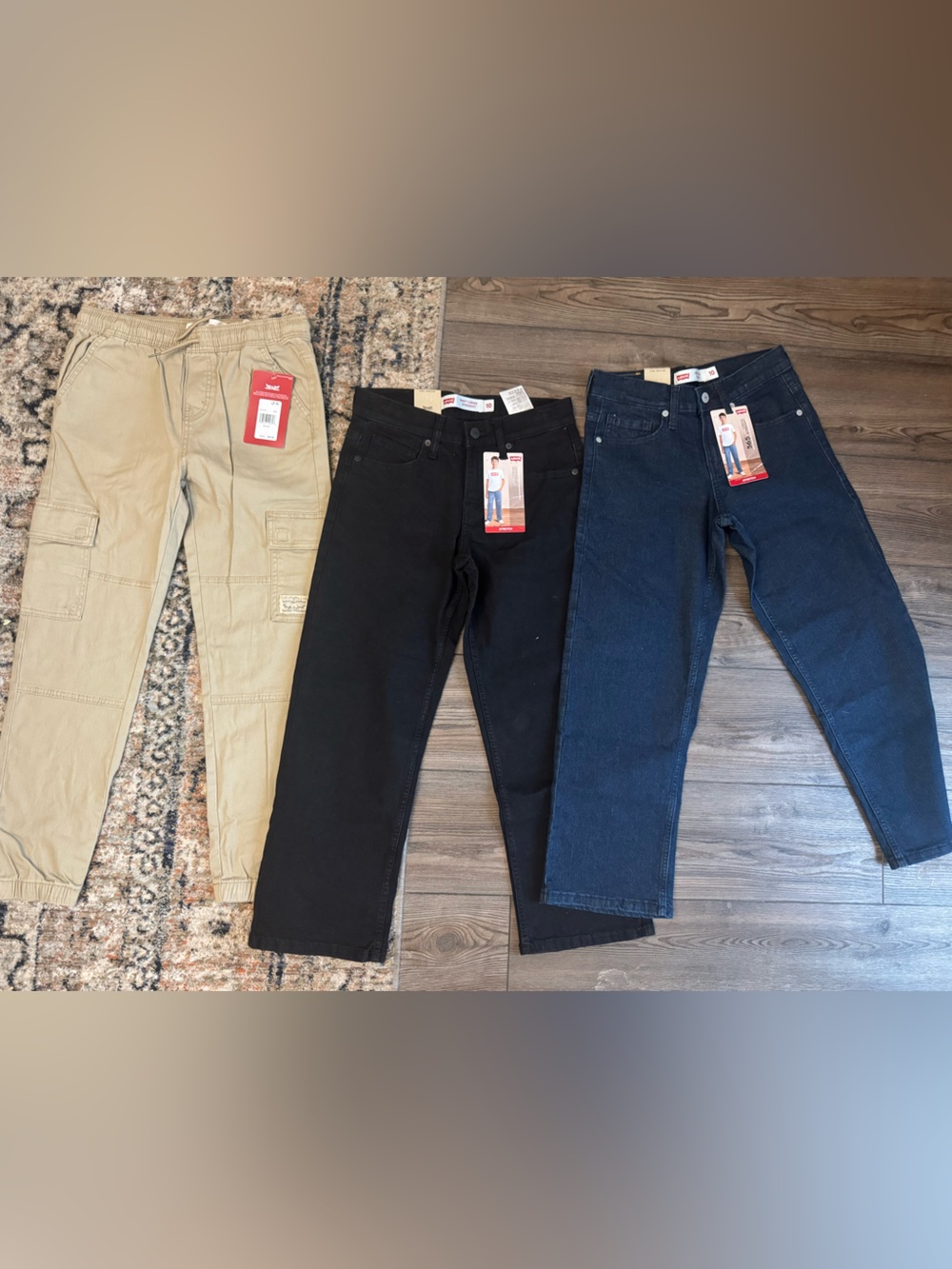 Levi's Men's Cargo and Jeans Bundle - Tan, Black, Dark Blue